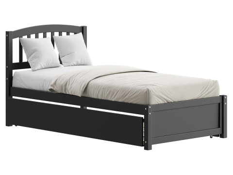 Twin Size Platform Bed Wood Bed 3D Модель