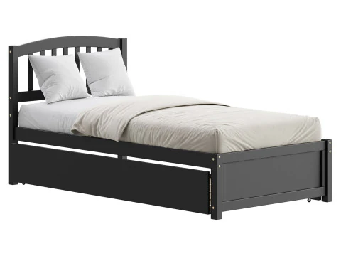 Twin Size Platform Bed Wood Bed 3D Model