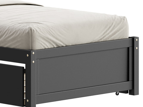 Twin Size Platform Bed Wood Bed 3D Модель