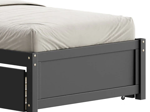 Twin Size Platform Bed Wood Bed 3D Model