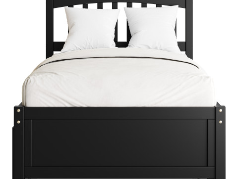 Twin Size Platform Bed Wood Bed 3D Модель