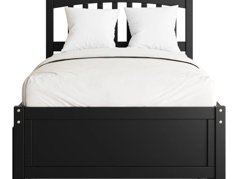 Twin Size Platform Bed Wood Bed 3D Model