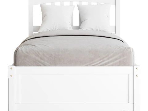 Twin Size Platform Bed Wood Bed 3D Model