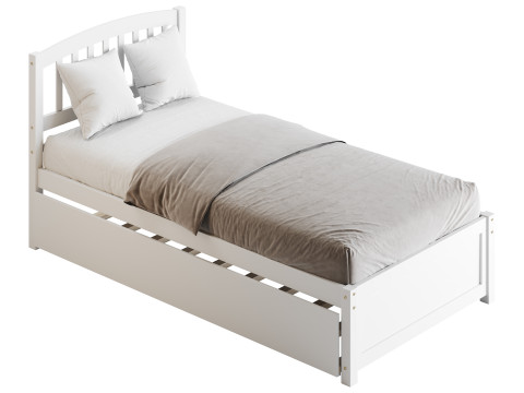 Twin Size Platform Bed Wood Bed 3D Модель