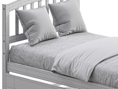 Twin Size Platform Bed Wood Bed 3D Модель