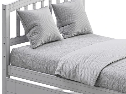 Twin Size Platform Bed Wood Bed 3D Model