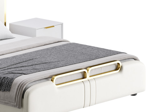 Upholstered Headboard Bed Frame Modern Panel Bed I 3D Модель