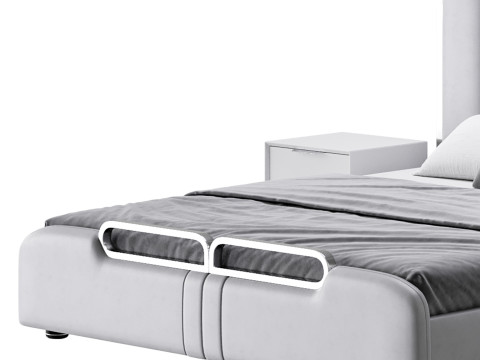 Upholstered Headboard Bed Frame Modern Panel Bed I 3D Модель