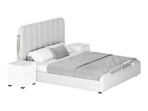 Upholstered Headboard Bed Frame Modern Panel Bed I 3D Модель