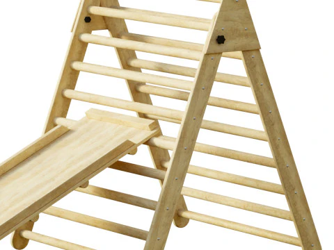 Childrens wooden pikler exercise machine with weight Varnish 3D Model
