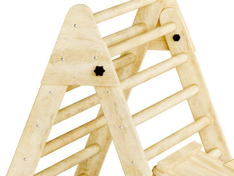Childrens wooden pikler exercise machine with weight Varnish Model 3D