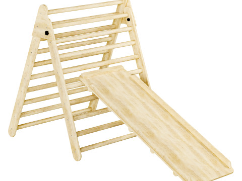 Childrens wooden pikler exercise machine with weight Varnish Model 3D