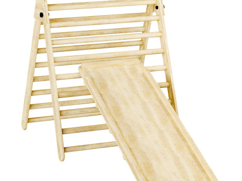 Childrens wooden pikler exercise machine with weight Varnish Model 3D