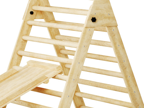 Childrens wooden pikler exercise machine with weight Varnish Model 3D