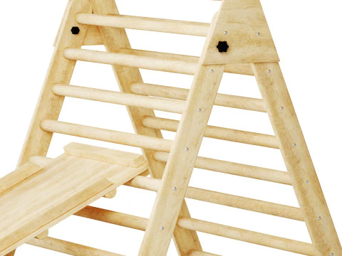Childrens wooden pikler exercise machine with weight Varnish 3D Model