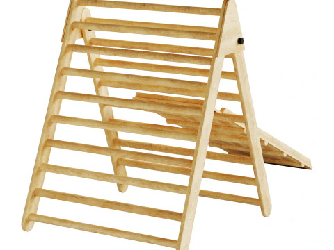 Childrens wooden pikler exercise machine with weight Varnish 3D Model