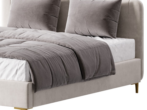 White Faux Leather Upholstered Modern Bed Modello 3D