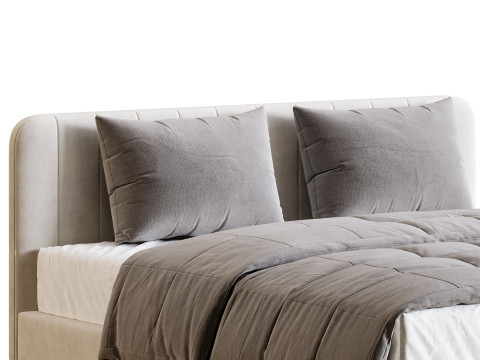 White Faux Leather Upholstered Modern Bed Modello 3D