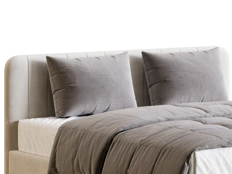 Nowoczesne ł&oacute;żko tapicerowane białą sztuczną sk&oacute;rą Model 3D