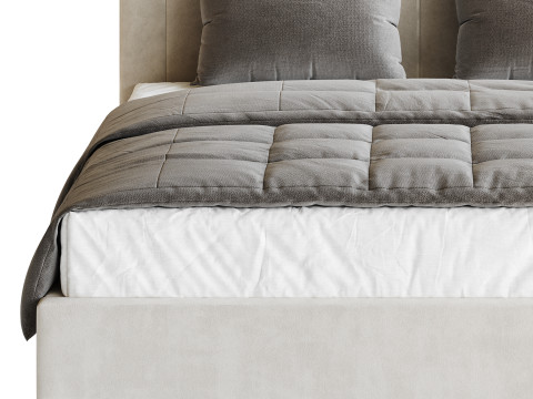 White Faux Leather Upholstered Modern Bed Modello 3D