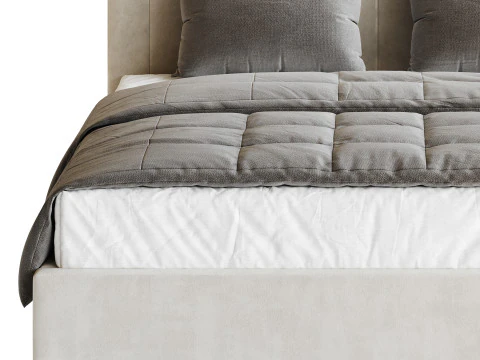 Nowoczesne ł&oacute;żko tapicerowane białą sztuczną sk&oacute;rą Model 3D