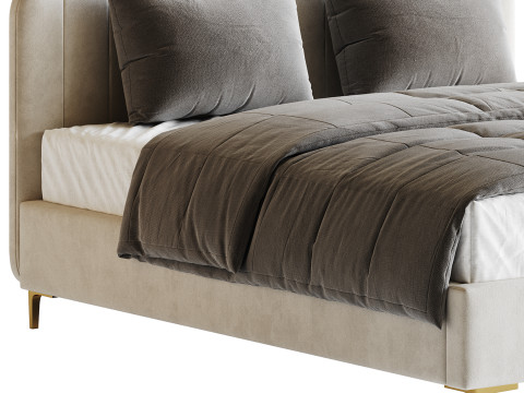 White Faux Leather Upholstered Modern Bed Modello 3D