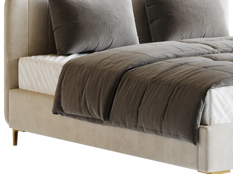 Nowoczesne ł&oacute;żko tapicerowane białą sztuczną sk&oacute;rą Model 3D