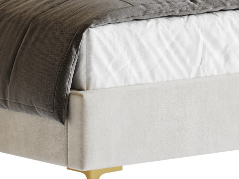 White Faux Leather Upholstered Modern Bed Modello 3D