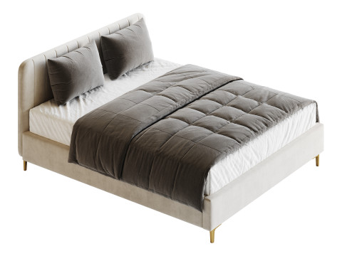 White Faux Leather Upholstered Modern Bed Modello 3D