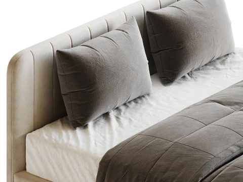 Nowoczesne ł&oacute;żko tapicerowane białą sztuczną sk&oacute;rą Model 3D