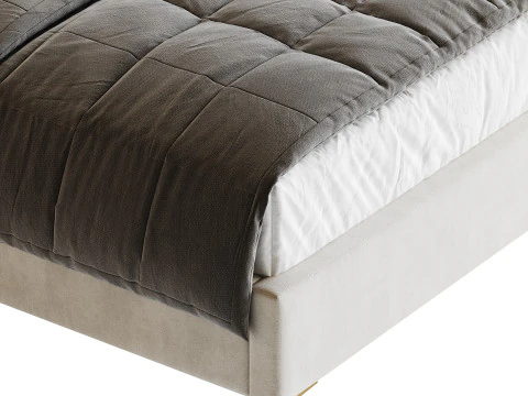 Nowoczesne ł&oacute;żko tapicerowane białą sztuczną sk&oacute;rą Model 3D