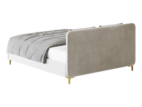 White Faux Leather Upholstered Modern Bed Modello 3D