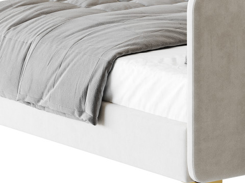 White Faux Leather Upholstered Modern Bed Modello 3D