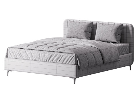 White Faux Leather Upholstered Modern Bed Modello 3D