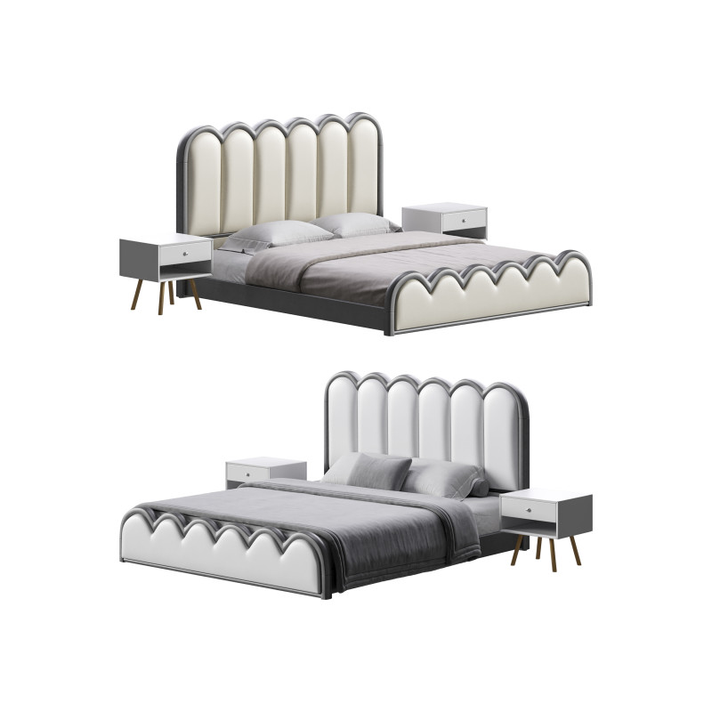 White Genuine Leather Bed Modelo 3D .c4d .max .obj .3ds .fbx .stl .blend 