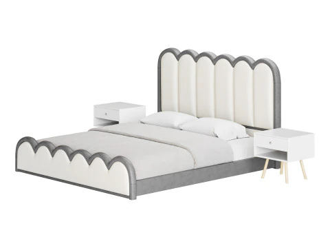 White Genuine Leather Bed 3D Model
