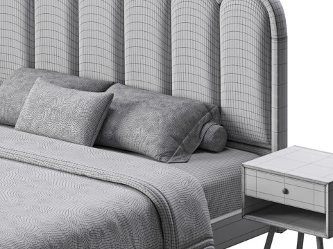 White Genuine Leather Bed 3D Model