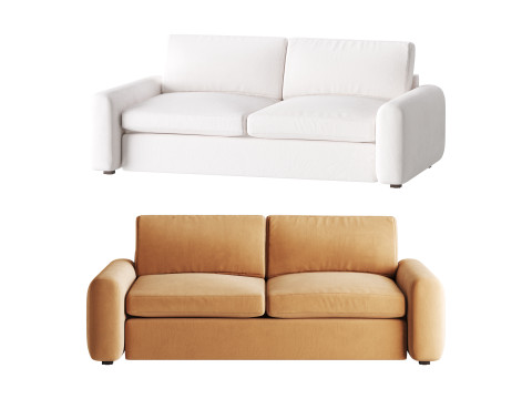 WHITE PERFORMANCE FABRIC APARTMENT SOFA 3D Model