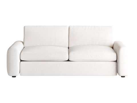WHITE PERFORMANCE FABRIC APARTMENT SOFA 3D Модель