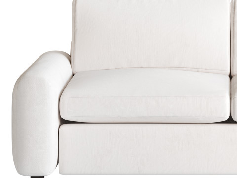 WHITE PERFORMANCE FABRIC APARTMENT SOFA 3D Модель
