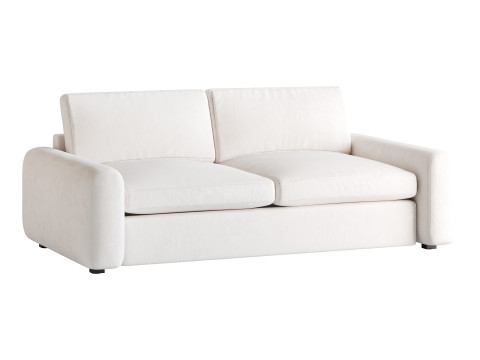WHITE PERFORMANCE FABRIC APARTMENT SOFA 3D Модель
