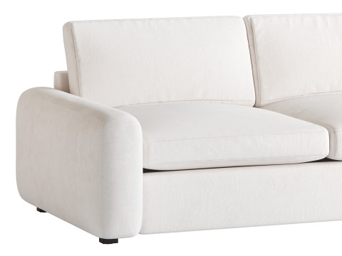 WHITE PERFORMANCE FABRIC APARTMENT SOFA 3D Модель