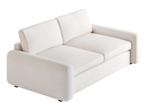 WHITE PERFORMANCE FABRIC APARTMENT SOFA 3D Модель