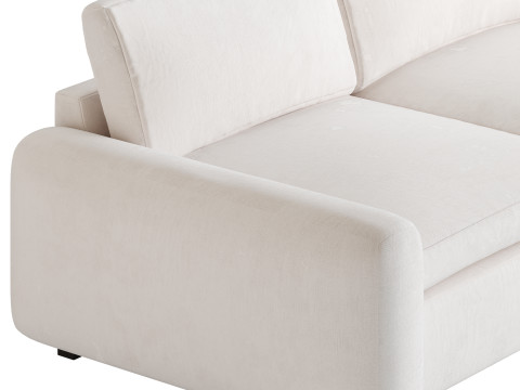 WHITE PERFORMANCE FABRIC APARTMENT SOFA 3D Модель