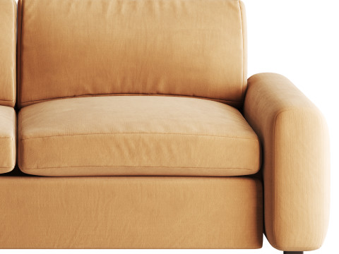 WHITE PERFORMANCE FABRIC APARTMENT SOFA 3D Модель