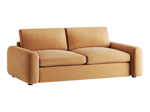 WHITE PERFORMANCE FABRIC APARTMENT SOFA 3D Модель