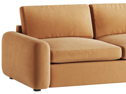 WHITE PERFORMANCE FABRIC APARTMENT SOFA 3D Модель