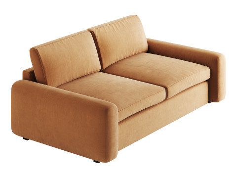 WHITE PERFORMANCE FABRIC APARTMENT SOFA 3D Модель