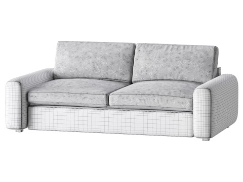 WHITE PERFORMANCE FABRIC APARTMENT SOFA 3D Модель