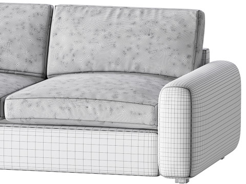 WHITE PERFORMANCE FABRIC APARTMENT SOFA 3D Модель